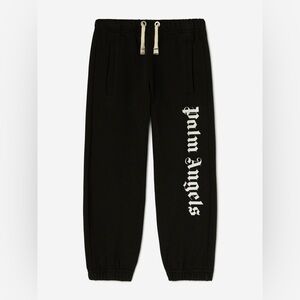 Authentic Palm Angels Kids Black Joggers with White Script EUC